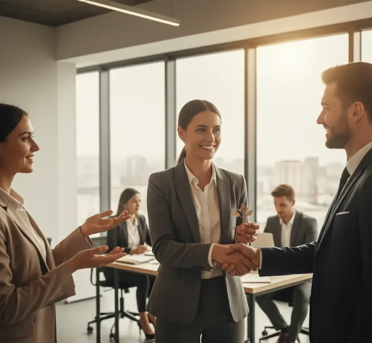 Среща на бизнес партньори за обсъждане на стратегия и развитие.